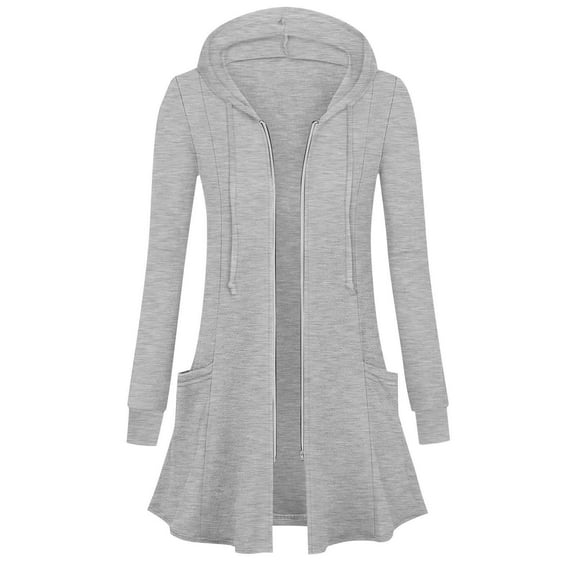 Ailaofu Womens Zip Up Long Hoodie Jacket Lightweight Tunic Sweatshirt Open Front Cardigan