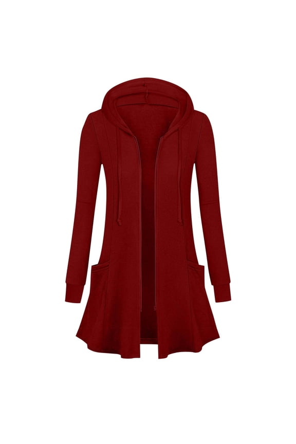 Womens Zip Up Long Hoodie Jacket Lightweight Tunic Sweatshirt Open Front Cardigan