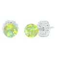 thumbnail image 1 of Aileen: 4mm Lime Green Synthetic Opal Ball Stud Post Earrings 925 Sterling Silver, 1 of 3