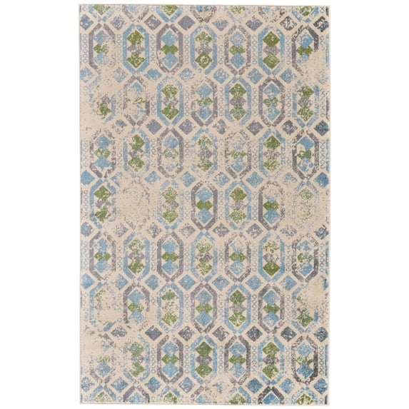 Aileen Contemporary Glam Distressed Rug, Aqua Blue/Cream, 8ft x 10ft Area Rug