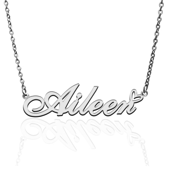 Aileen Custom Name Necklace Customized Personalized Plated Name Necklace for Mother Daughter Friendship Women Valentine's Day Christmas Birthday New Year Silver