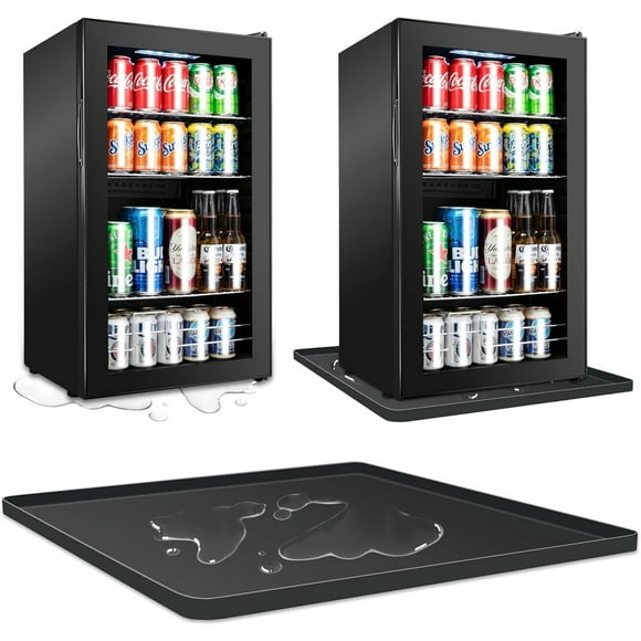 Aileqi 24" x 24" x 0.8" Mini Fridge Silicone Mat with Raised Edge, Under Washing Machine Tray Under Mini Refrigerator Freezer Protect from Appliance Leaks Water Spills Absorbent, Black