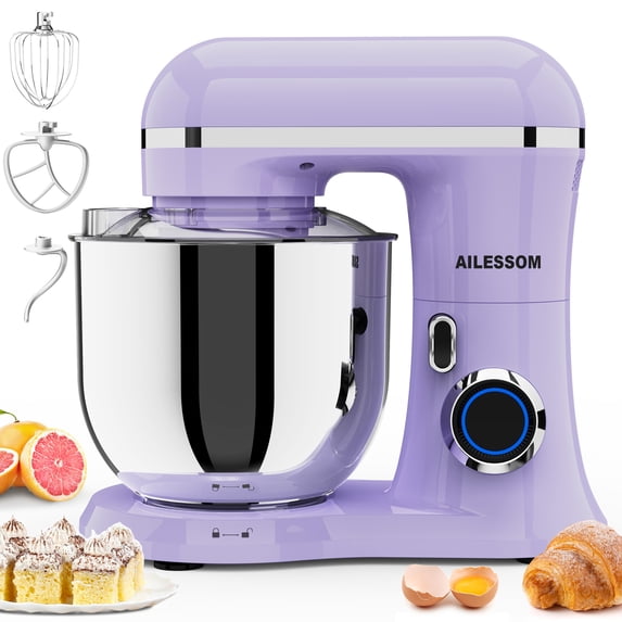 Ailessom New Stand Mixer,6.5-QT 10-Speed Tilt-Head Kitchen Electric Mixer with Bowl, Dough Hook, Beater, Whisk for Most Home Cooks, (Vine Purple)