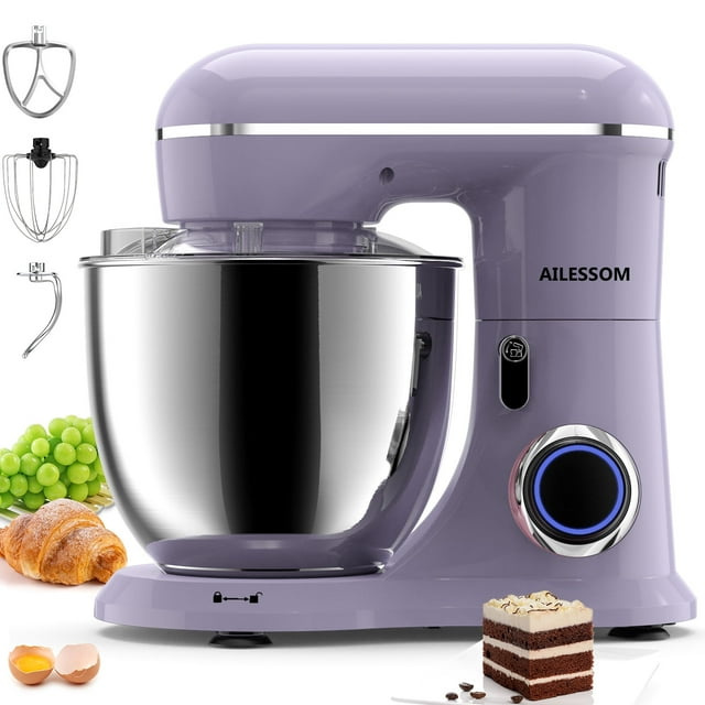Ailessom New Stand Mixer,6-QT 10-Speed Tilt-Head Kitchen Electric Mixer with Bowl, Dough Hook, Beater, Whisk for Most Home Cooks, (Vine Purple)