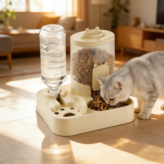 Ailezt 2 In 1 Food And Water Bowl Feeder With Non Base For Cats And Adjustable Elevated Raised Stand Feeder