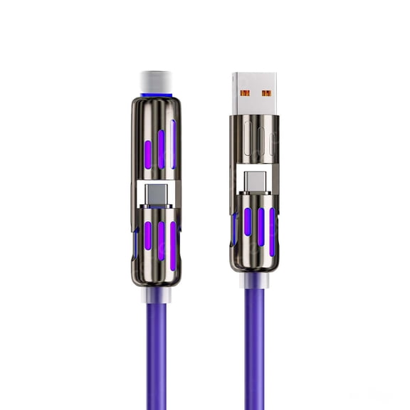 Ailezt 4 In 1 Charging 4in 1 USB Charging With Fast Charging USB C With Carry Micro USB Max 240w 240 Charger Cord With Breathing Light