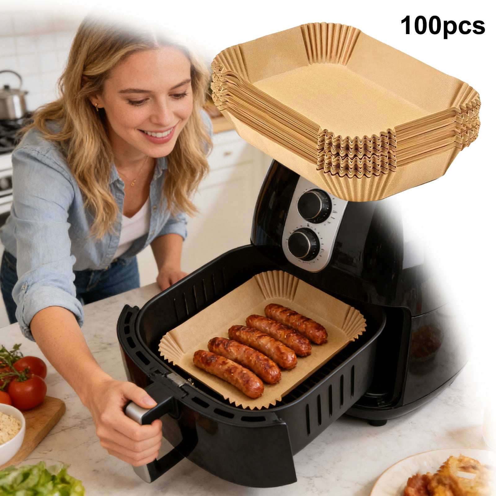 Ailezt Air Fryer Parchment Paper Sheets Non Stick Cooking Liners For Meals And Easy