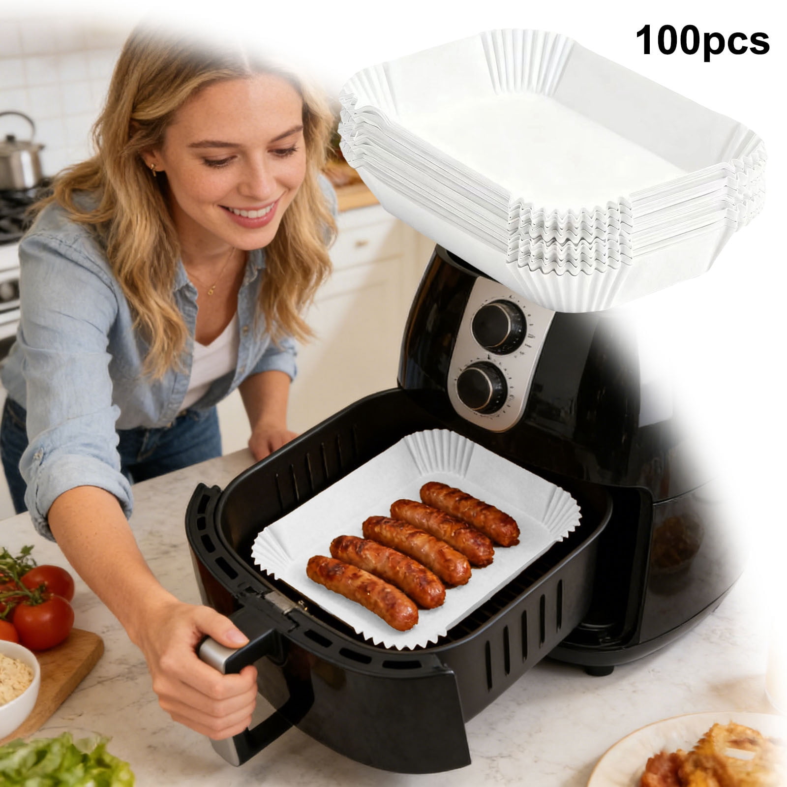 Ailezt Air Fryer Parchment Paper Sheets Non Stick Cooking Liners For Meals And Easy