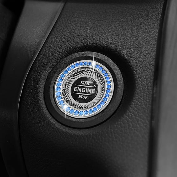 Ailezt Bling Push To Start Button Cover Ring Interior Diamond Rhinestone Car Bling Ring Emblem Sticker Girly Bling Car Accessories For Women Engine