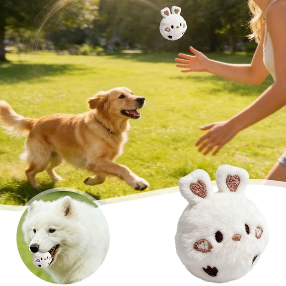 Ailezt Dog Ball With Sounds Soft Plush Chew Toy For Rabbits Interactive Fabric Toy Safe And Durable Design Chewing Aid For Puppies And Small Breeds | Practice And Play