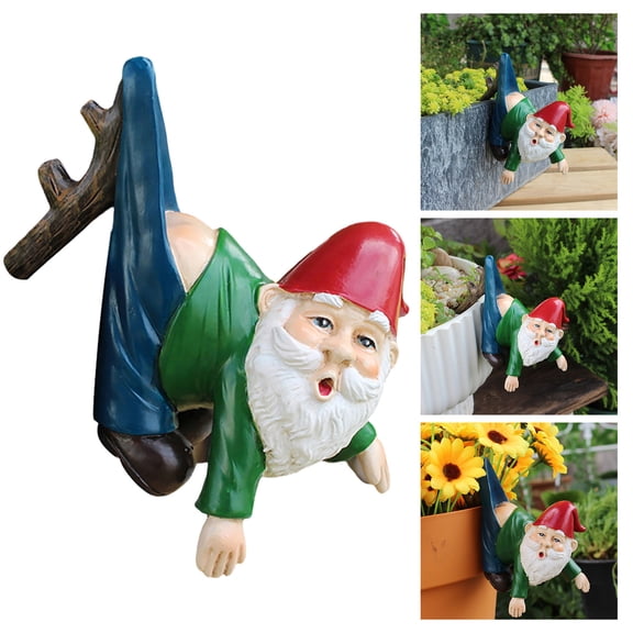 Ailezt Funny Garden Statue Flower Pot Hugger Pants Hanging On Branch Figurine Resin Sculpture Outdoor Patio Yard Fence Pot Ornaments