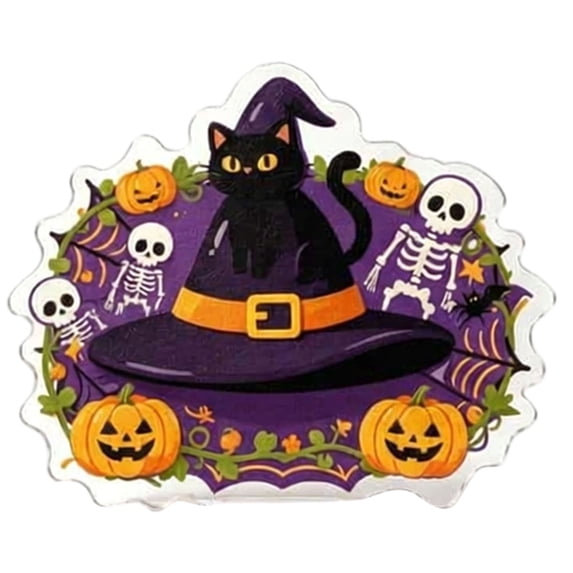 Ailezt Halloween Decor Halloween Acrylic Hanging 4 Different Designs 15cm Cute Pumpkin Skeleton Pendant Trick Or Party Window Door Hanging OPP Packagin
