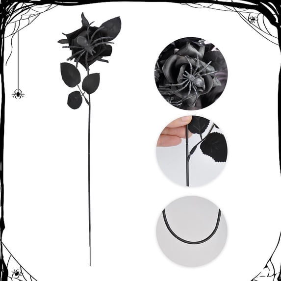 Ailezt Halloween Decor Rose With Head Lifelike Decorative Halloween Party Decorations Silk Material Reusable Never Fade Steel Wire Internal