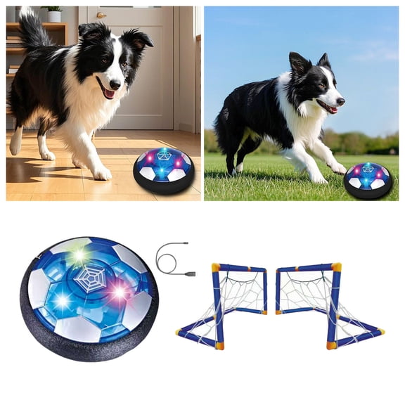 Ailezt Hover Soccer Interactive Automatic Moving Dog Toys Disc Interactive With Cool Lighting Flying On Teeth For Mental Stimulation 1PC