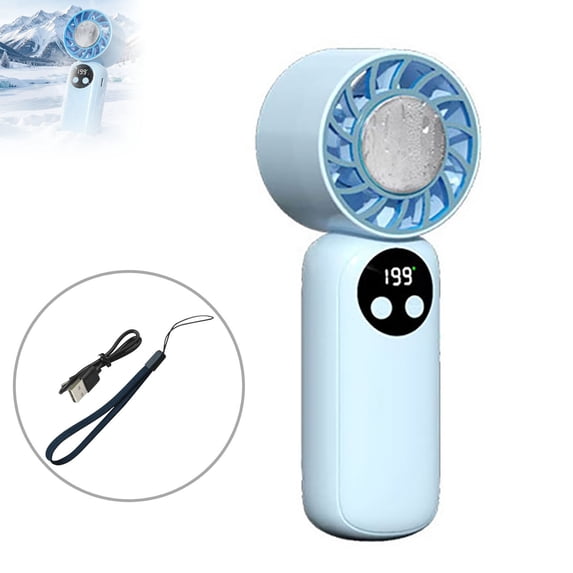 Ailezt Portable Handheld Fan With Ice USB Rechargeable Quiet Fan With Digital Display Long Battery & 199 Speed Adjustable For Travel Outdoor