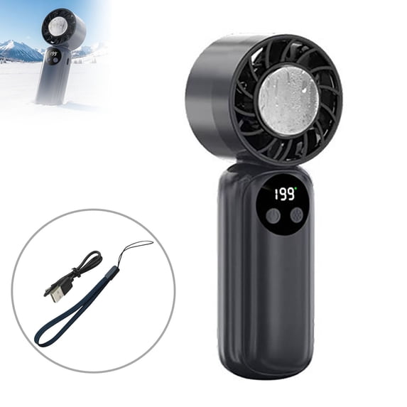 Ailezt Portable Handheld Fan With Ice USB Rechargeable Quiet Fan With Digital Display Long Battery & 199 Speed Adjustable For Travel Outdoor