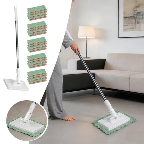 Ailezt Pressure Clamping Wiper No Hand Washing ONE Button To Change Automatic Clamping Cloth Floor Wiper With Reusable Microfiber Towels