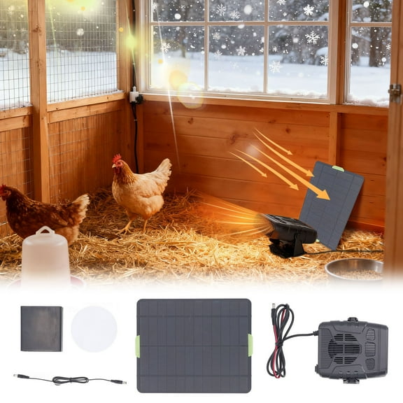 Ailezt Solar Heater for Chicken Coop and Car, 30W Solar Powered Heater with Overheat Protection, Ideal for Drying Heating Pet House Warm Wind Gear,7.09x8.66inch