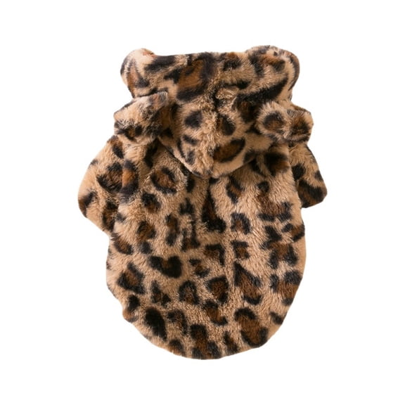 Ailezt Winter For : Warm Fleece Hood Leopard Pattern Coat Jacket For French And Small Dogs. In Words It's The Same.