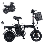 MAXT 14" Folding Electric Bike for Adults, 500W Motor Peak 750W, 48V20Ah, 20MPH, 50-Miles, 330lb Load, 50+ US Service Stores Commuting E Bike for Adults with Removable Battery, Front Basket Black