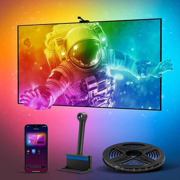 Ailofy Smart LED Backlight with Camera for 40-50 inch Screens, 7.87ft LED Strip Lights Sync to Screen & Music, Color Changing Lights Work with Alexa & Google Assistant, App Control
