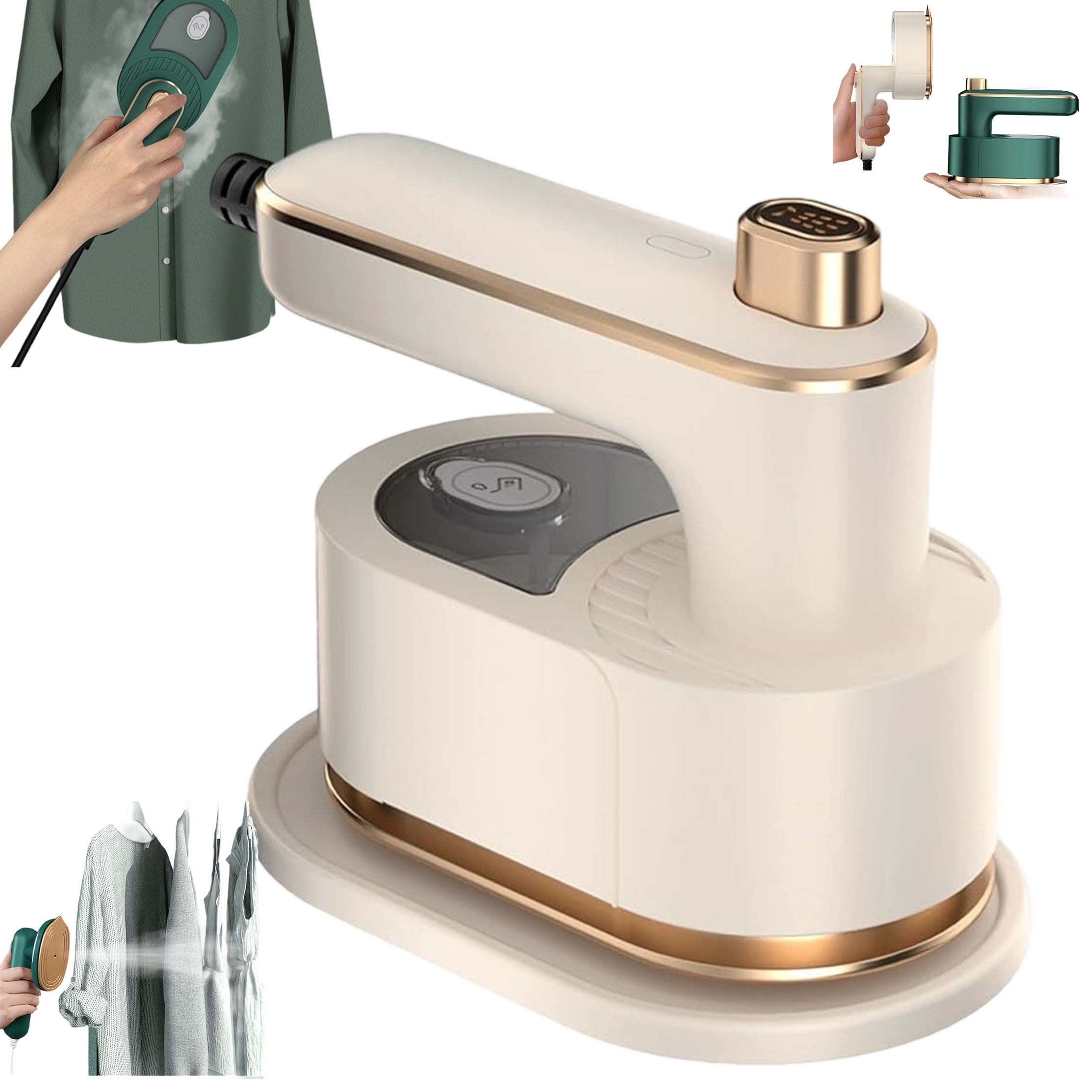 Ailsion Steam Iron 2 in 1 Handheld Steamer & Iron - One-Touch Continuous Steam, 50mL Tank, 30s Heat Up, Foldable Portable for Travel with Anti-Scald Base