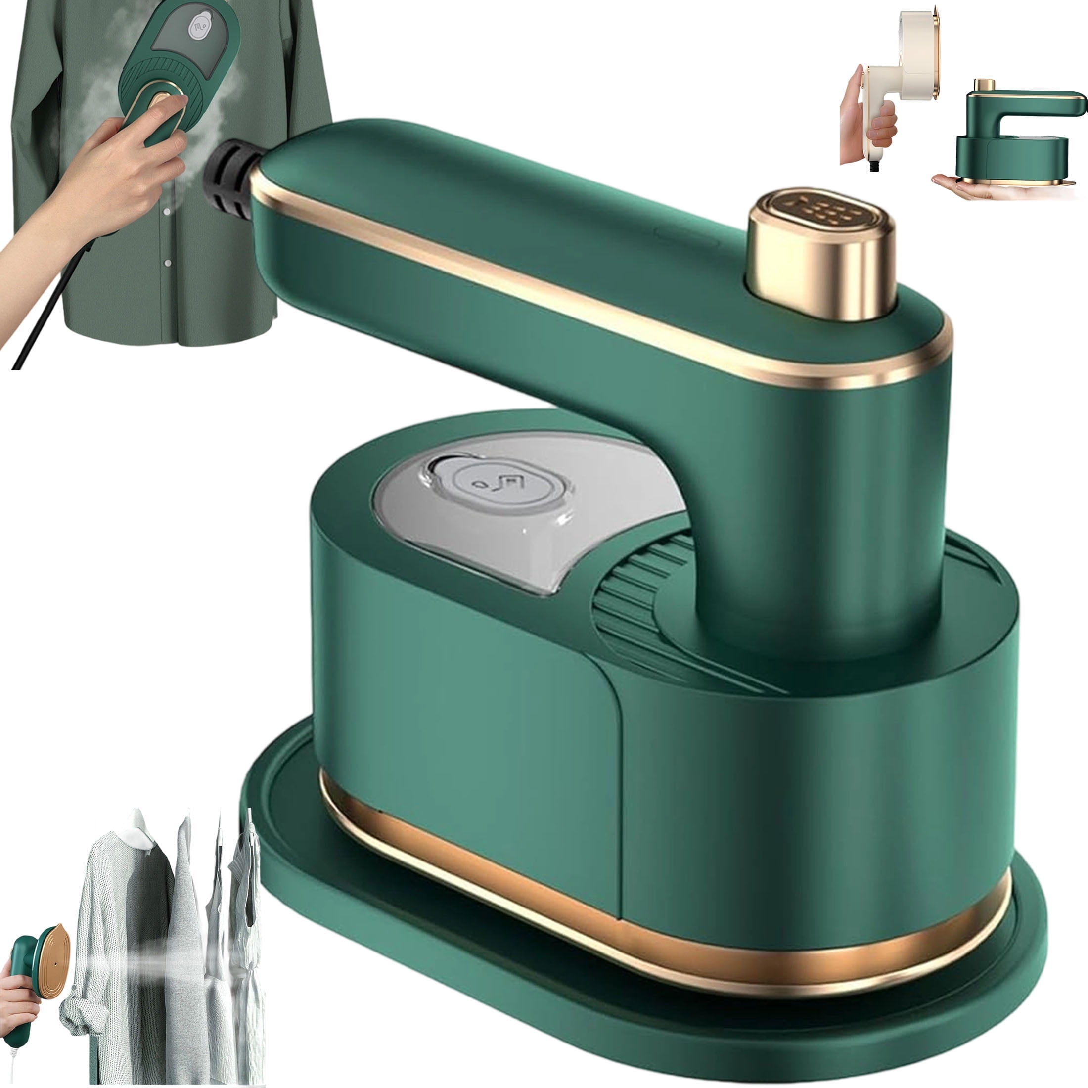 Ailsion Steam Iron 2 in 1 Handheld Steamer & Iron - One-Touch Continuous Steam, 50mL Tank, 30s Heat Up, Foldable Portable for Travel with Anti-Scald Base