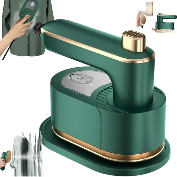 Ailsion Steam Iron 2 in 1 Handheld Steamer & Iron - One-Touch Continuous Steam, 50mL Tank, 30s Heat Up, Foldable Portable for Travel with Anti-Scald Base