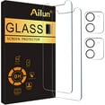 thumbnail image 1 of Ailun 2 Pack Screen Protector for iPhone 12 Mini [5.4 inch] with 2 Pack Camera Lens Protector,Tempered Glass Film,[9H Hardness]-HD, 1 of 12