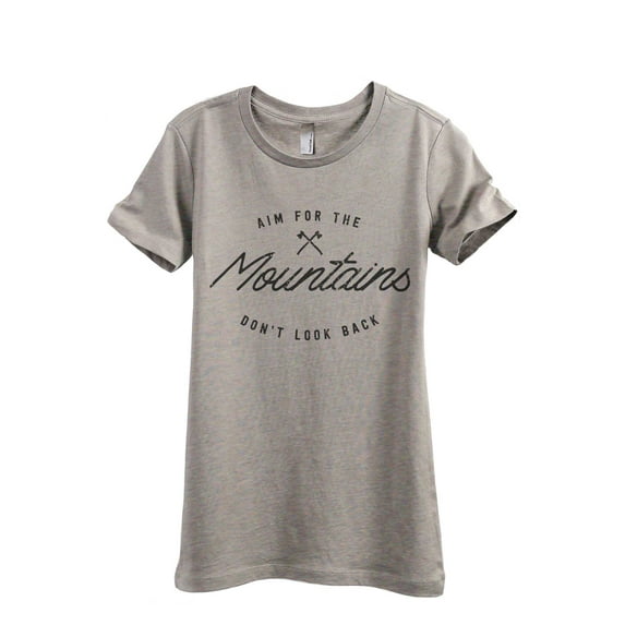 Aim For The Mountains Don't Look Back Women's Fashion Relaxed T-Shirt Tee Heather Tan 2X-Large