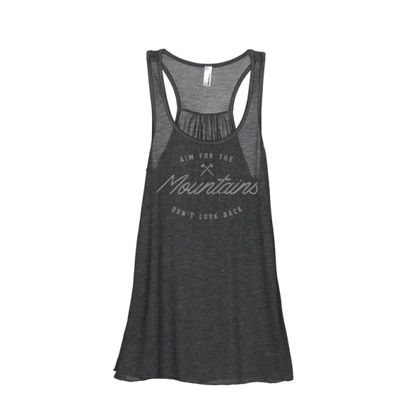 Aim For The Mountains Don't Look Back Women's Fashion Sleeveless Flowy Racerback Workout Yoga Tank Top Charcoal Grey Small