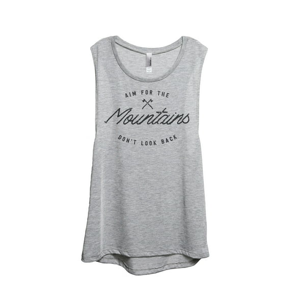 Aim For The Mountains Don't Look Back Women's Fashion Sleeveless Muscle Workout Yoga Tank Top Sport Grey X-Large