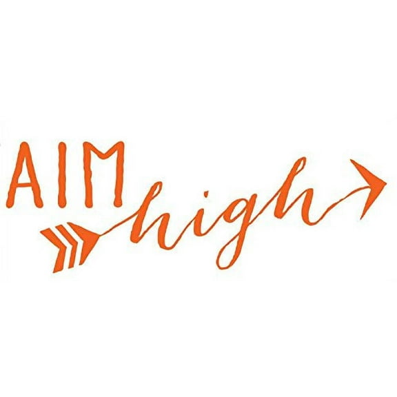 Aim High Inspirational Wall Decals Quote with Arrow, Orange, 33x11-Inch