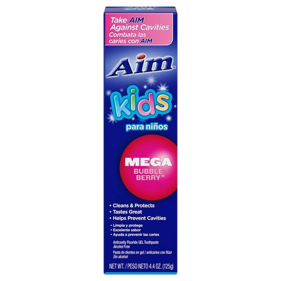 Aim Kids Gel Fluoride Toothpaste - Mega Bubble Berry 4.4 oz. (Pack of 2) C35