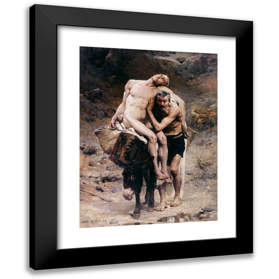 Aimé Morot 11x14 Black Modern Framed Museum Art Print Titled - The Good Samaritan (1880)