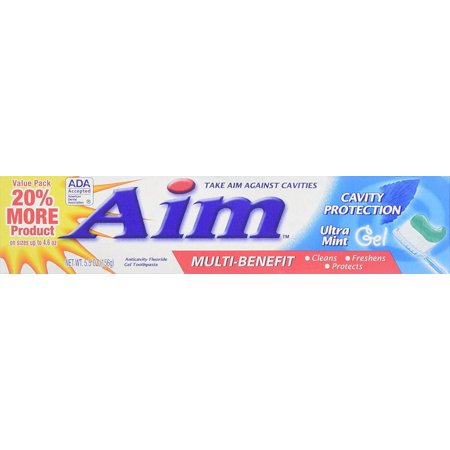 Aim Multi-Benefit Cavity Protect Toothpaste Ultra Mint Gel, 5.5oz, 3-Pack