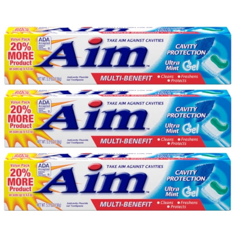 Aim, Cavity Protection Gel Toothpaste, Ultra Mint, 5.50 oz, Pack
