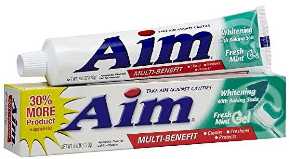 Aim Multi Benefit Fresh Mint Gel Whitening Toothpaste With Baking Soda, 6 oz - image 1 of 2
