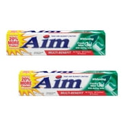 Aim Multi-Benefit Whitening Fresh Mint Gel Toothpaste with Baking Soda, 5.5 oz, 2 Pack