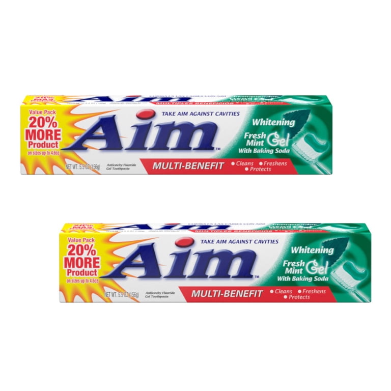 AIM, Multi-Benefit Whitening Fresh Mint Gel Toothpaste, 5.5 oz, 2