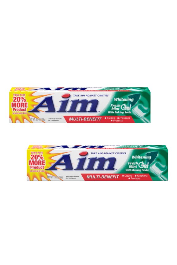 Multi-Benefit Whitening Fresh Mint Gel Toothpaste with Baking Soda, 5.5 oz, 2 Pack