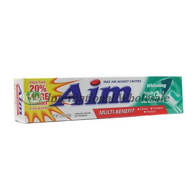 Aim Multi-Benefit Whitening Fresh Mint Gel Toothpaste with Baking Soda, 5.5 oz