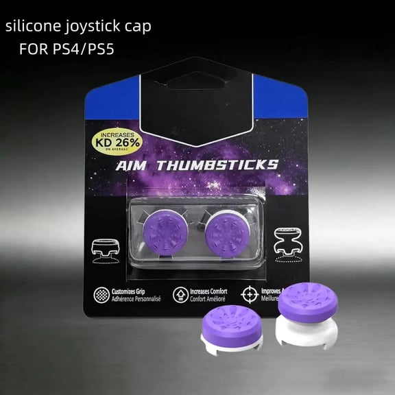 Aim Thumbsticks for PS4 and PS5 Controllers, Purple, 2 Count, 2 Pack