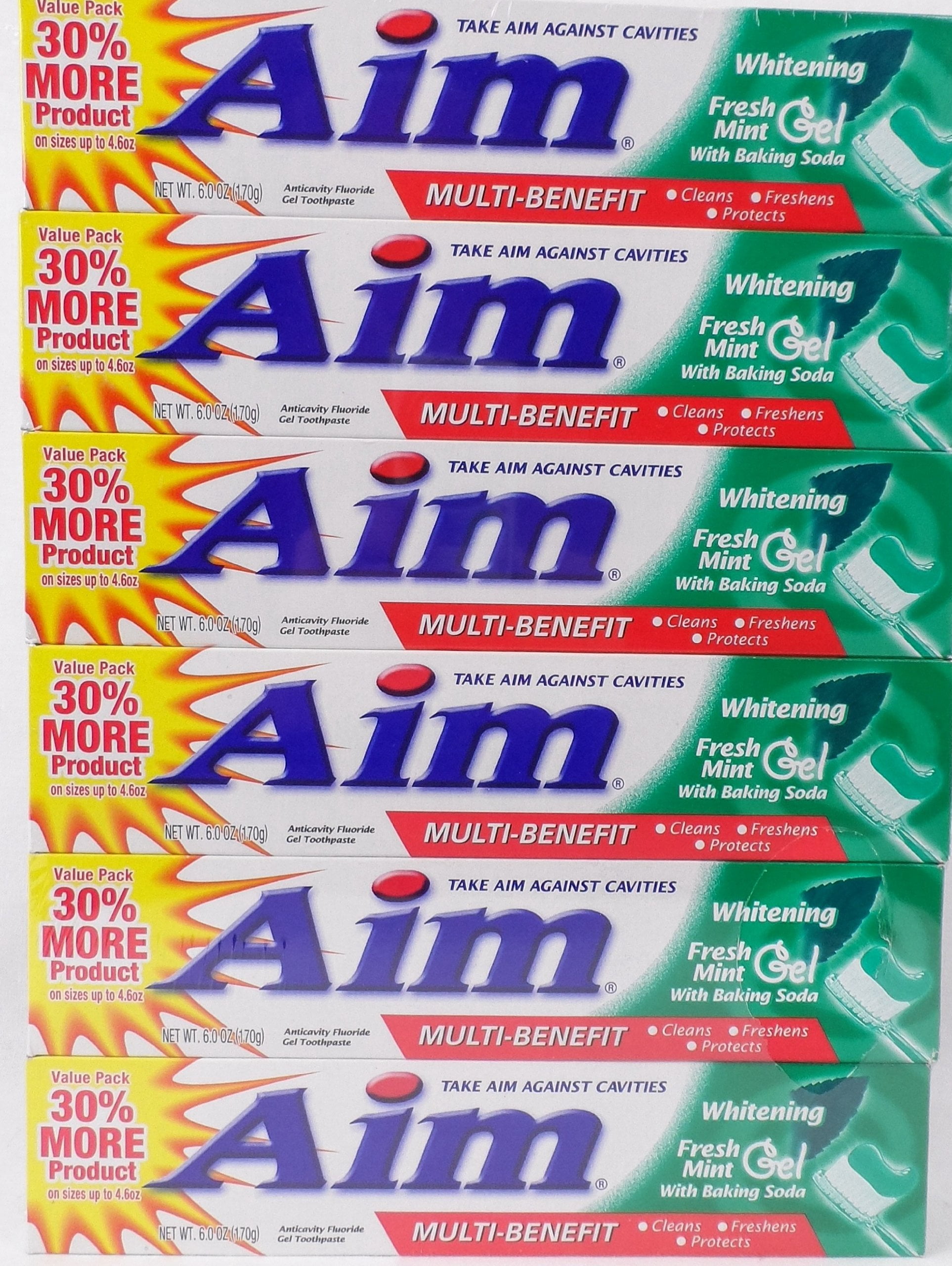 Aim Toothpaste 5.5 oz.Tube (pack of 6) Fresh Mint gel - Walmart.com