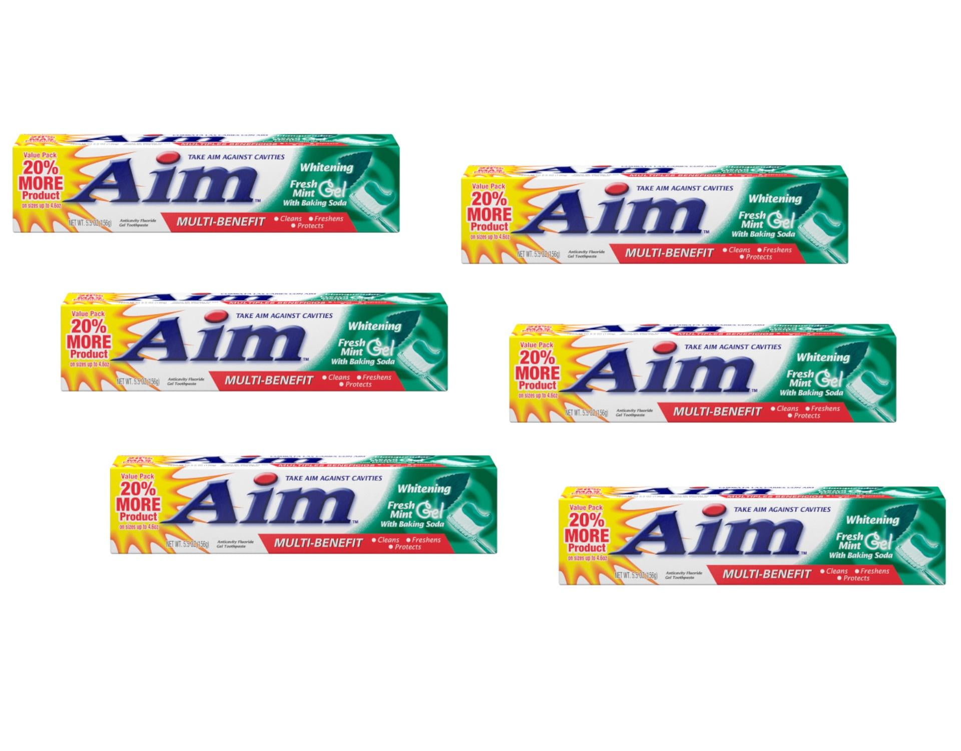 Aim Toothpaste Gel Whitening Mint 6 oz (Pack of 6)