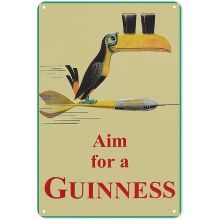 Aim for A Guinness Vintage Decor Sign Tin Sign 8X12 Inches Metal Wall Room