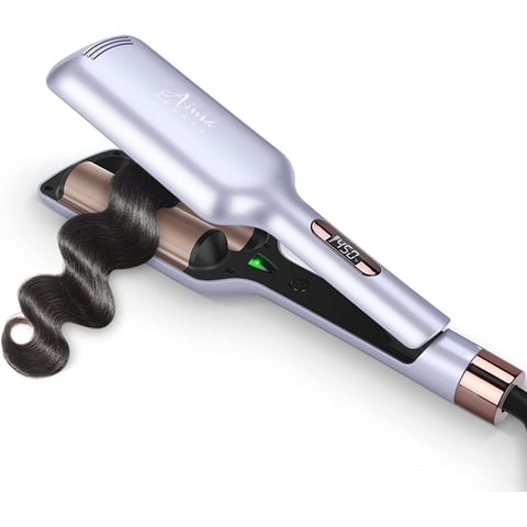 Aima Beauty 2 Barrel Hair Crimper and Waver, 1.25 inch Hair Waver with Negative ion, 30S Heats Up Crimping Iron, Purple