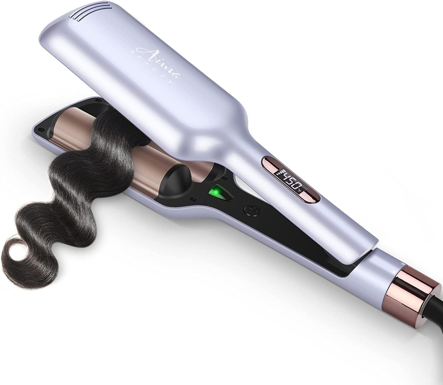 Aima Beauty 2 Barrel Hair Crimper, 1.25 inch Twins Hair Waver Curling Iron, 30S Heats Up Crimping Iron, Purple