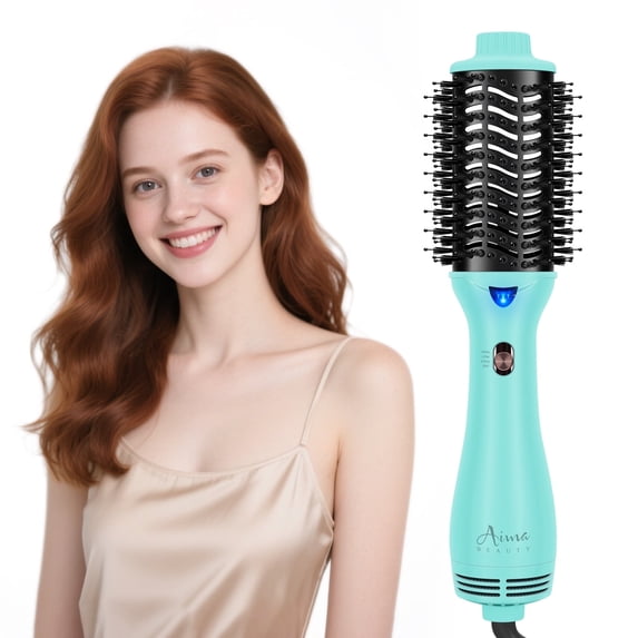 Hair Dryer Brush Blow Dryer in One, Aima Beauty Oval Hot Air Brush with Negative Ion&1100W, Green