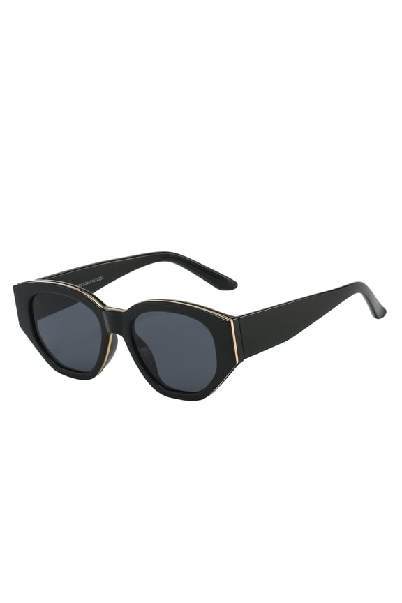 Eyewear Aimee Retro Black and Gold Hybrid Cat Eye Sunglasses for Women